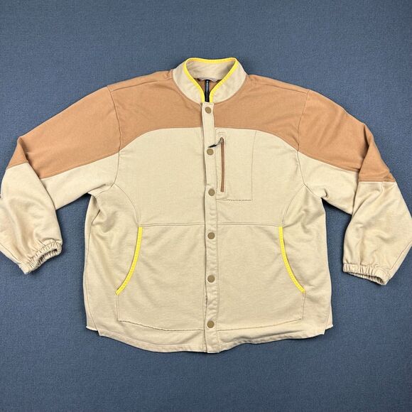Backcountry Shacket Womens Large Coyote Hollow French Terry Button Up Brown‎ - Picture 1 of 11